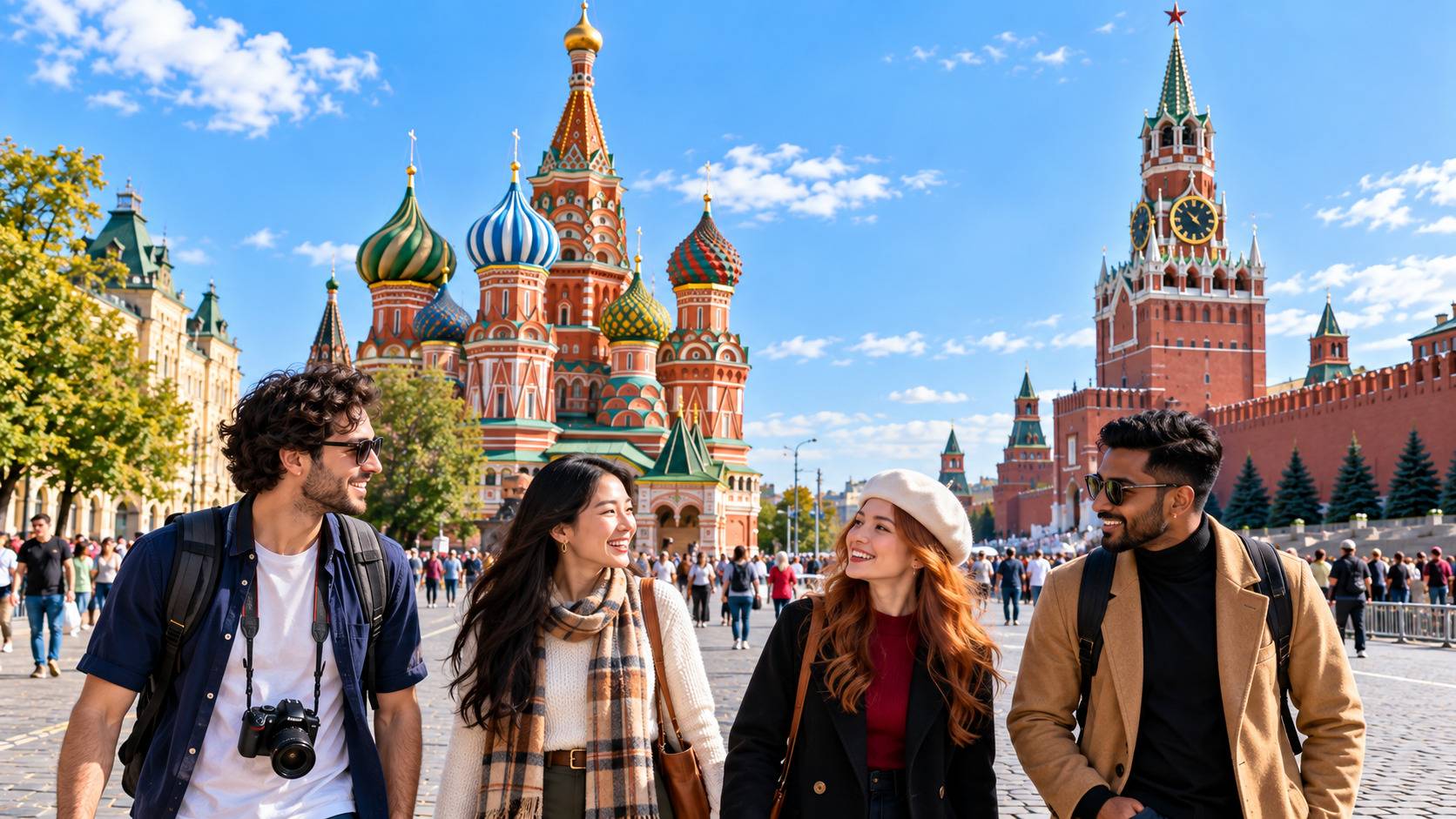 Tourists Visiting Red Square In Moscow